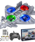 Rad Remote Control Plane With Lights And 360 Degree Flips Foam RC Toy For Kids Ages 8 And Up with accessories displayed