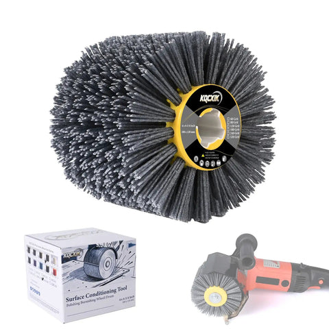 Pro Grade Surface Conditioning Tool 4.7 By 4 Inch Nylon Abrasive Wheel with 60 Grit Silicon Carbide Drum Burnishing Wheel