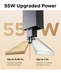 55W Desktop CO2 Laser Engraver For Wood Acrylic Leather Cutting And Etching With Quick Auto Focus and Blazing Speed, showcasing cutting power on wood and acrylic.