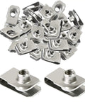 Forty Pack Quarter Inch By Twenty Thread Stainless Steel U Nuts Clip On Panel Mounting Hardware, designed for auto body repairs.