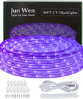 Outdoor Blacklight LED Rope Lights Kit 40 Feet Waterproof IP65 Purple Glow for Birthday Bash Halloween Stage Decor 432 LEDs
