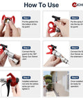How to use Professional 22 Piece Airless Spray Gun Kit With 3600 PSI High Pressure Paint Sprayer in six steps.
