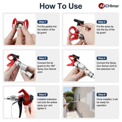 How to use Professional 22 Piece Airless Spray Gun Kit With 3600 PSI High Pressure Paint Sprayer in six steps.