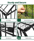 Weatherproof Outdoor Chicken Coop With Heavy Duty Cover, Portable Metal Run Pen detailing tie fixing, ground nail fixing, and joints