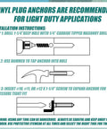 Installation steps for 100 Pcs Expanding Plastic Concrete Anchors For Drywall And Hollow Walls Green Expansion Bolts.