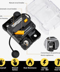 Hella Heavy Duty Built Rugged 60Amp Marine Circuit Breaker With Waterproof Sealed Cover Battery Disconnect Switch Inline Fuse Protector For Solar Boat Trolling Motor Systems, showing manual reset button and sealed housing.