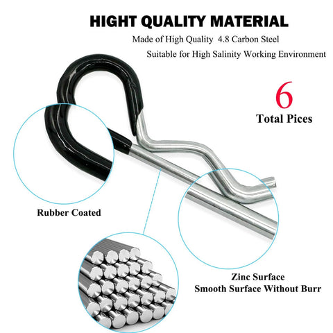 Heavy Duty Hitch Pins Clip R Clips Spring Retaining Pins Set Built Tough With Rubber Coated Grip for Trailers Tractors Mowers Carts