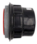Heavy Duty Five Inch Pvc Coated Conduit Knockout Hub Features sleek black finish for reliable wiring routes.