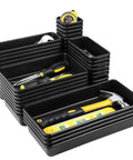 60 Piece Tool Box Organizer Tray Set With 5 Sizes For Easy Drawer And Garage Storage, Black Plastic Trays For Tools