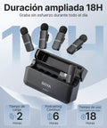 Wireless Lavalier Microphone For USB-C iPhone 15 16 17 Series With Charging Case, microphones and case displayed.