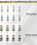 Pro Grade 39 Piece Air Conditioning Valve Core Kit For DIY Techs displayed with R12 and R134a valve cores visible.