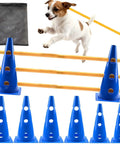 Low Height Dog Agility Course For Puppies With Hurdle Cones And Buckets Yellow Poles Outdoor Training Equipment, dog jumping
