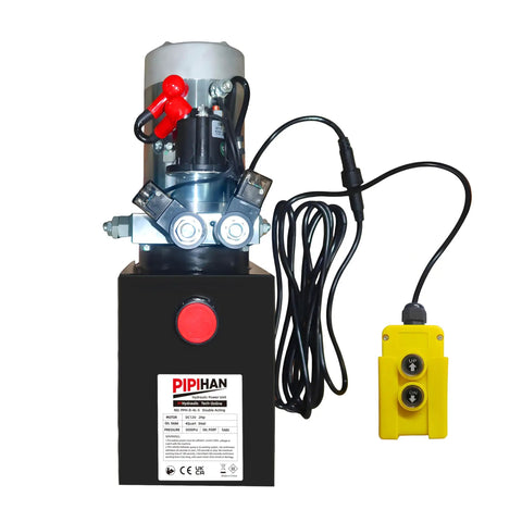 Hella Smooth Double Action Hydraulic Pump With 6 Quart Tank And 12 Volt Dc Electric Hydraulics Sae 6 Fittings Dump Trailer Lift Car Loading Kit Heavy Duty Power Unit Built Damn Tough