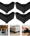 Heavy Duty 4 Pack Adjustable Plastic L Shaped Furniture Legs With M5 Screws, suitable for sofa table chair replacements.
