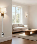 Living room wall with Cable Hider For Walls 315 Inch Long Cord Covers for 2 to 3 Wires on Wall TV Cords Paintable Wire Covers installed.