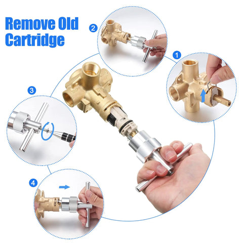 Step-by-step guide using 1222 Replacement Cartridge Kit For Tub And Shower With Puller And Repair Tool Diy Friendly Posi Temp