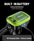 Rechargeable Fuel Transfer Pump With 6000mAh Battery, 3.2 GPM High Speed Grab And Go Portable Gas Pump Auto Stop, 54 Inch Hose, 3 Adapters