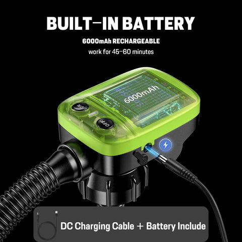 Rechargeable Fuel Transfer Pump With 6000mAh Battery, 3.2 GPM High Speed Grab And Go Portable Gas Pump Auto Stop, 54 Inch Hose, 3 Adapters