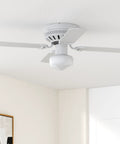 Celeste 42-Inch Ceiling Fan With Five Reversible White And Whitewash Blades Plus Light Kit With White Opal Glass Ultra Quiet Motor