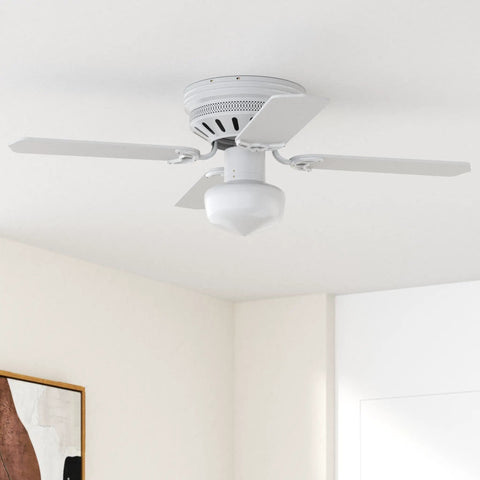 Celeste 42-Inch Ceiling Fan With Five Reversible White And Whitewash Blades Plus Light Kit With White Opal Glass Ultra Quiet Motor