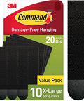 Heavy Duty Picture Hanging Strips XL 20Lb Capacity 10 Pairs 20 Strips Damage Free Hangers for Picture Frames No Tools Required Black Adhesive