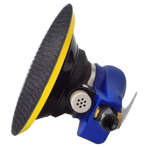 Side view of 6 Inch Random Orbit Air Sander With Hook And Loop Backing Built In Variable Speed Regulator Pneumatic Sander.