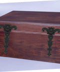 Set Of Four Retro European Style Wooden Box Hinges Built Tough For Durable Cabinet Hardware With No Sweat Installation Perfect For Diy Vintage Storage And Antique Furniture Restoration Projects on a wooden box.