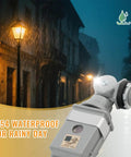 Two Pack No Fuss Photocell Sensor For Outdoor Lights, 120VAC Dusk To Dawn Switch, IP54 Waterproof shown in rainy street