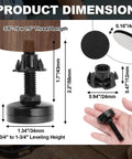 Adjustable Furniture Leveling Feet With T Nuts Anti Skid Pads Three Eighths Inch Sixteen Thread One And A Half Inch Length Heavy Duty Feet product dimensions shown with components.
