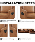 Installation steps of Heavy Duty Metal Sectional Sofa Connectors With Included Screws Universal Couch Interlocking Brackets.