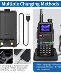 Charging methods for Long Range Handheld Two Way Radio 10W Rechargeable With NOAA Weather Emergency Mode Tactical Radio For Survival Gear