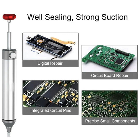 Manual Desoldering Pump Solder Sucker Tool With Anti Clogging Silicone Tip For Easy Solder Removal, Low Maintenance