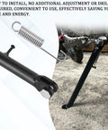 Stainless Steel Dirt Bike Stand With Spring, Motorcycle Side Kickstand installed under a bike, Mini Bike Accessories shown