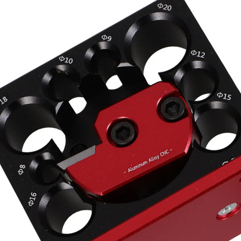 Heavy Duty Adjustable Dowel Cutter Jig For Drill With 8 Precision Holes CNC Aluminum Alloy woodworking tool showcasing 8 precision holes.