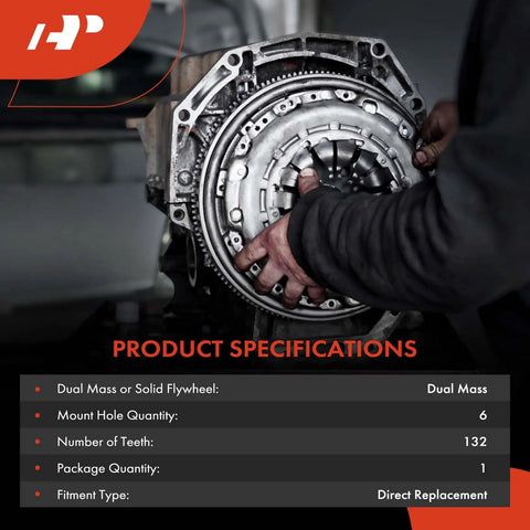Heavy Duty Dual Mass Flywheel Straight Swap Fits Volkswagen Jetta Golf Beetle Audi A3 2.0 Liter Diesel Turbo Dsg Automatic Transmission, detailed specifications view.