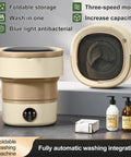 Super Compact Portable Washer With 20L Foldable Tub And Snappy Spin Cycle ready for small spaces, showing foldable design and sleek controls.