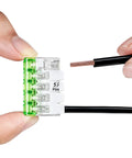 Solid Choice Tool Free Lever Wire Nuts Fifty Piece Compact Splicing Connector Assortment With Rugged Case Includes Two Three Five Port Terminals Awg Electrical Projects No Sweat Connection, person demonstrating connector usability.