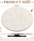 Large 16 Inch Mother Of Pearl Lazy Susan For Tabletop Rotating Turntable Organizer Centerpiece Wood Round Spinning Tray