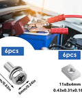 12 Pack M6x16 Battery Terminal Bolts And Nuts Set 304 Stainless Steel with square nuts for ATV bike scooter and motorcycle