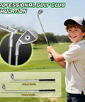 Child playing with Kids Golf Putting Mat 7.8 Ft With LED Light Up Holes Glowing Balls Two Clubs Indoor Outdoor Toy Golf Game Set