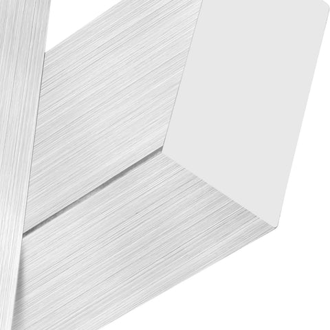 Aluminum L-angle stock with brushed finish; close-up corner view