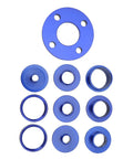 10 Piece Aluminum Router Guide Bushing Set With Lock Nuts For Template Jigs Woodworking build showing blue aluminum rings and nuts.