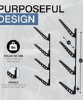 Four Level Wakeboard Wall Mount Rack For Garage And Boat House - Heavy Duty Wake Surf Board Rack shown with dimensions