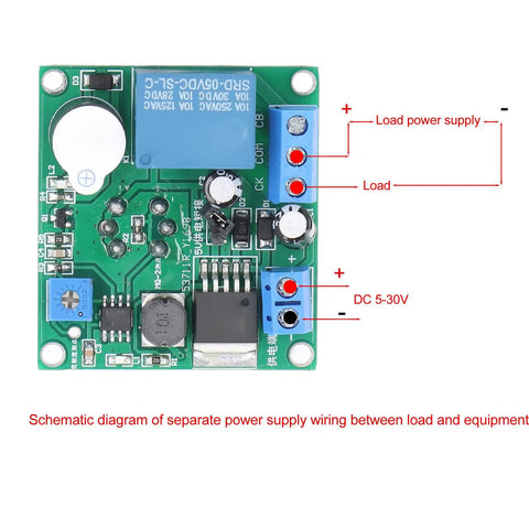 Plug And Play Smoke Sensor Module With Adjustable Threshold And Cranking Buzzer, sleek green PCB with labeled wiring for load and power.