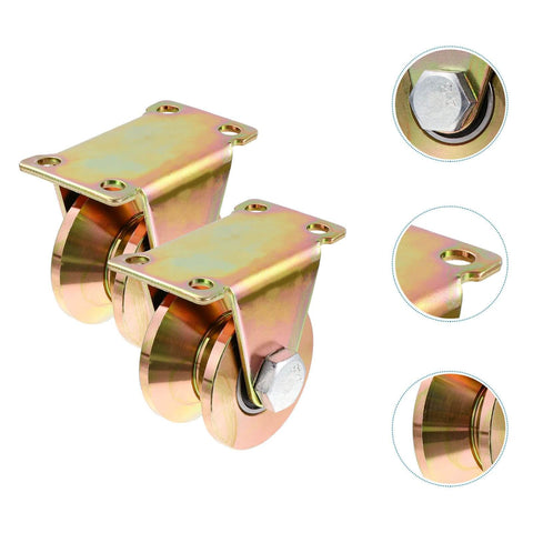 Heavy Duty V Type Groove Sliding Gate Pulley Block With Single Wheel Steel Track Roller For Industrial Sliding Doors 50V Rating Two Pack