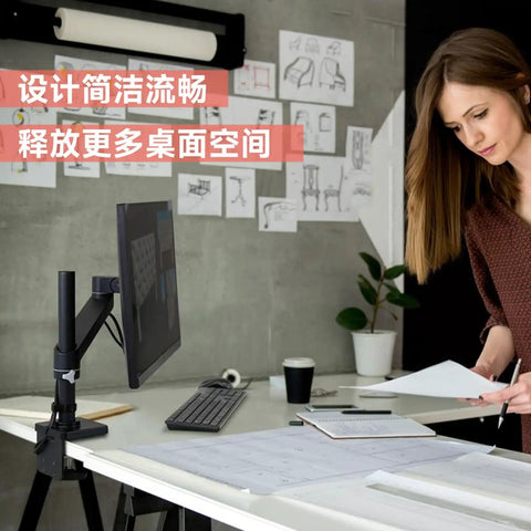 Bulletproof Monitor Arm Desktop Mount With Zero Hassle Height Adjustments And Hella Smooth Swivel Tilt Motion For Premium Ergonomic Office Setup that supports a clean workspace.