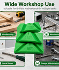 Top Notch 3 Piece Drill Bit Sharpener Guide Jig Kit For Manual Bench Grinder Angle Tool displaying 90, 118, 135 degree jigs for woodworking, metalworking.