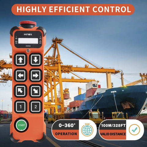 Dual Speed Crane Wireless Remote Control Kit For Hoist And Overhead Bridge Cranes in front of a shipping yard scene