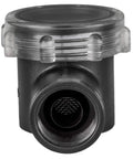 Front view of strainer component for 115V 3.0 GPM Water Pump For Boat And RV Revolution With Strainer.