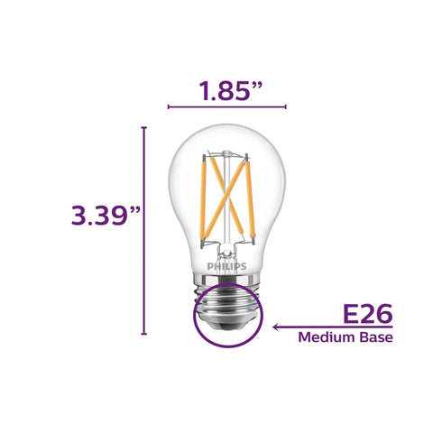 Flicker Free A15 LED Bulb With Eye Comfort Tech Dimmable Warm Glow 350 Lumens Cozy Soft White Energy Efficient 3.39 inch E26